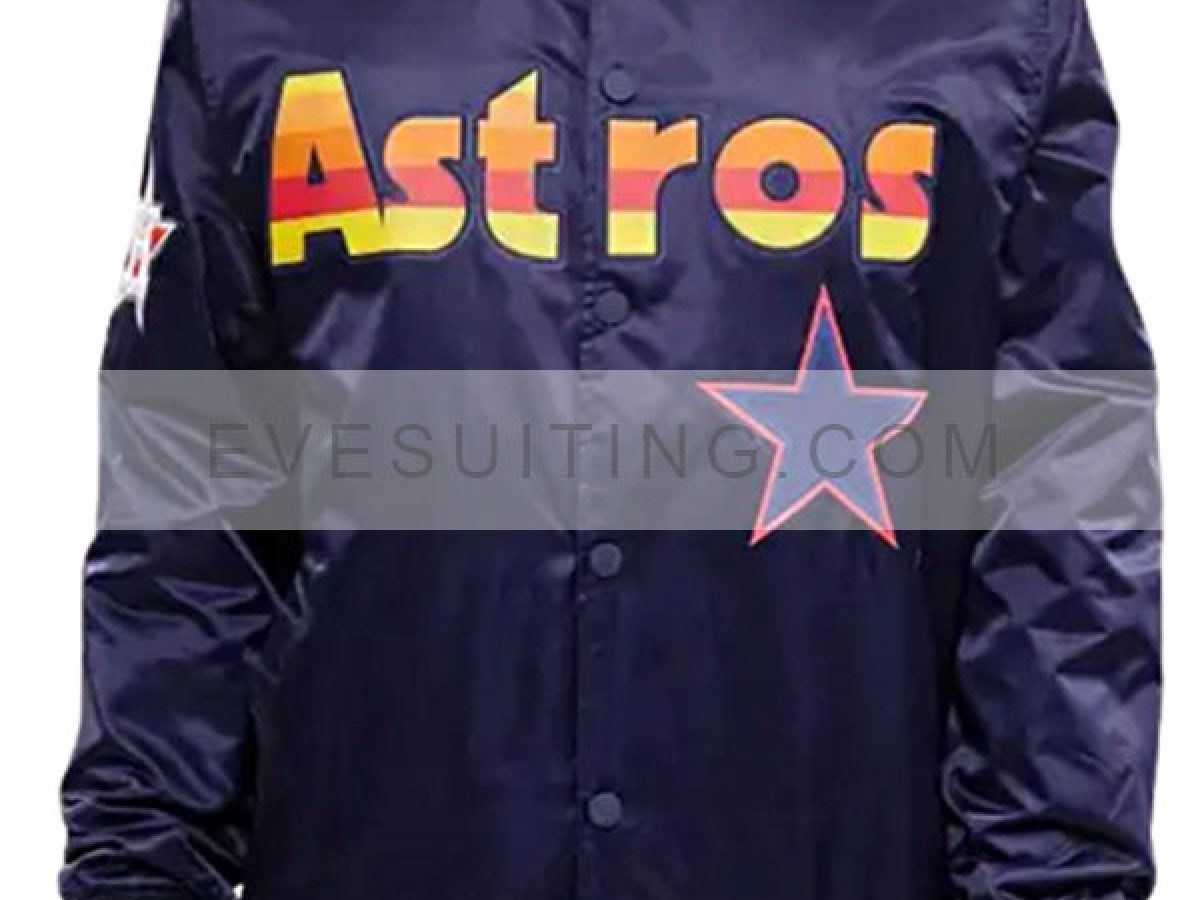 Starter Houston Astros Bomber Satin Jacket - L - Satin - Black