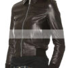 Black Leather Bomber Jacket For Womens