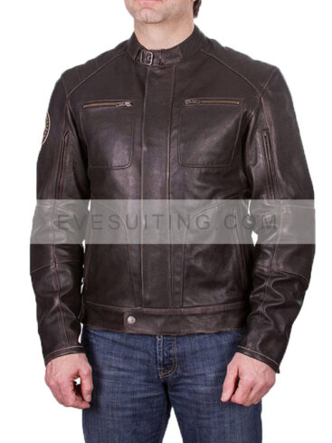 Brown Leather Biker Rocker Jacket For Men's