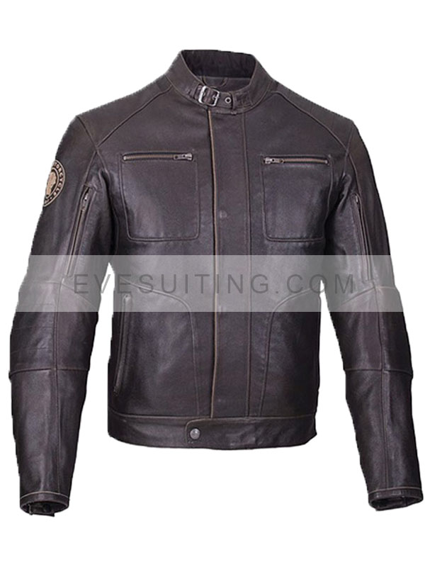 Brown Leather Biker Rocker Jacket