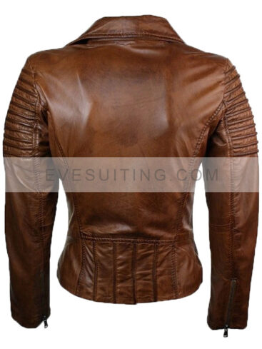 Cafe Racer Leather Brown Jacket For Women's