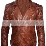 Diamond Quilted Leather Biker Jacket
