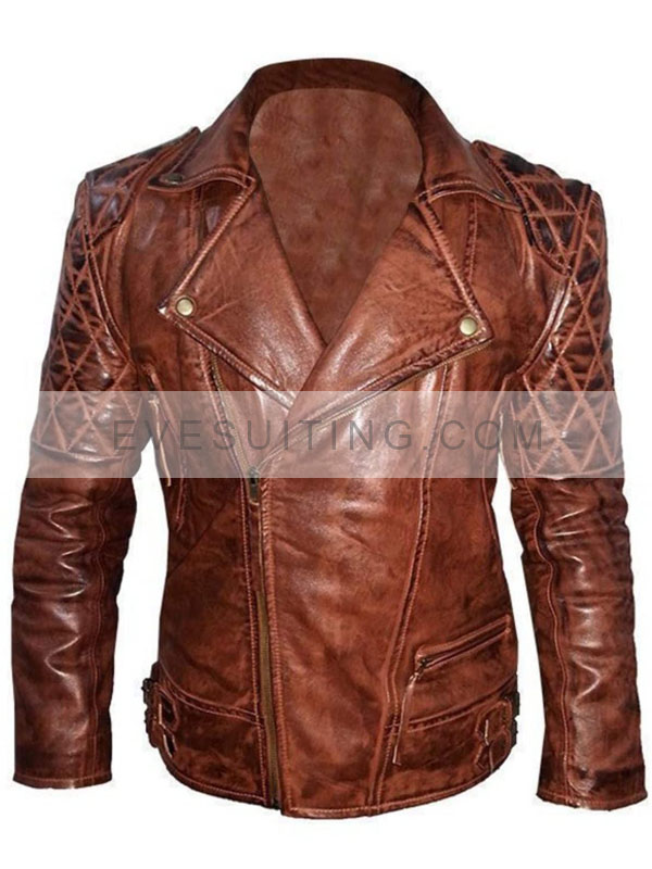 Diamond Quilted Leather Biker Jacket