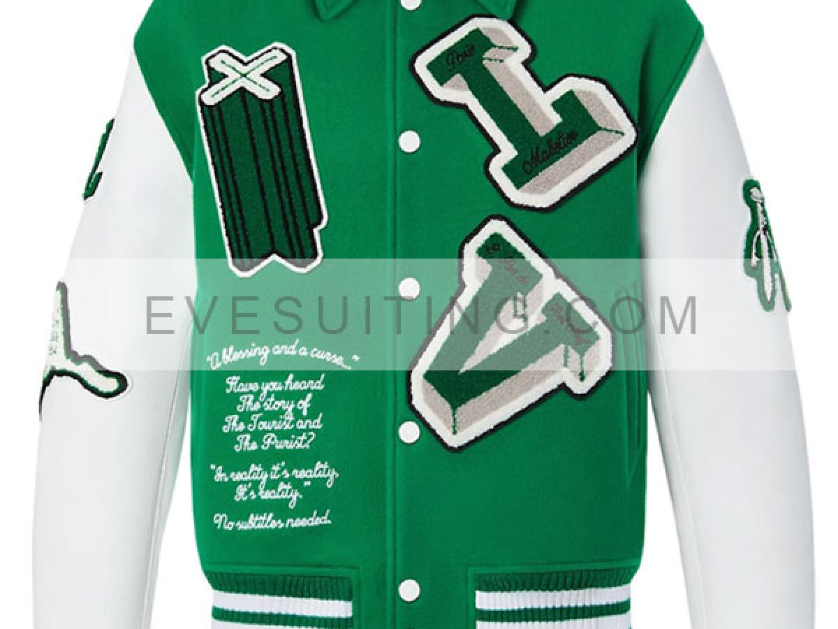 Louis Vuitton FW22 Green Varsity Letterman Jacket - Shop Now