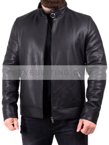 Genuine Black Leather Biker Jacket