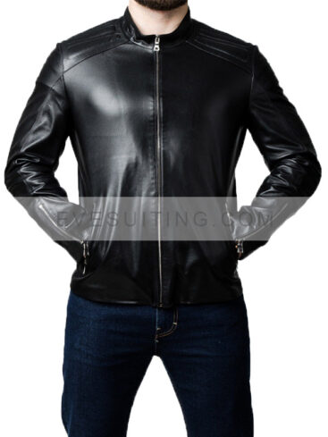 Handcrafted Black Leather Biker Jacket For Men's