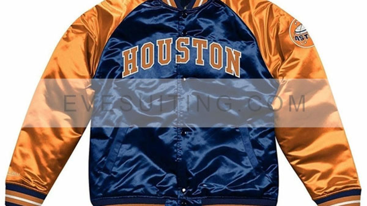 Bomber Satin Starter Houston Astros White and Orange Jacket - HJacket