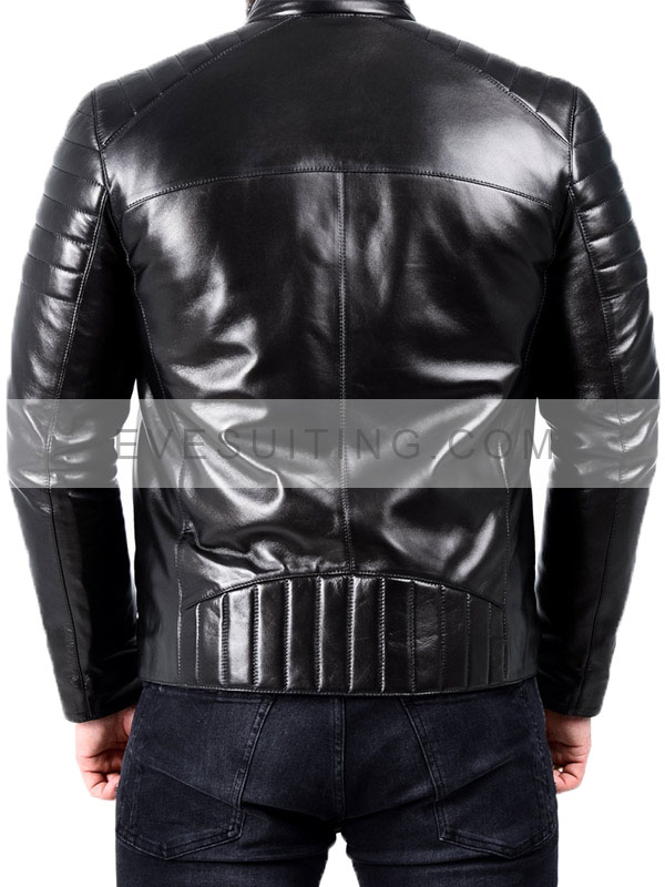 Padded Leather Biker Jacket