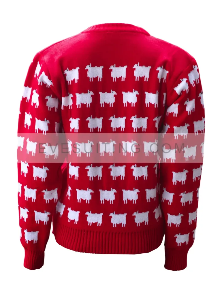 Princess Diana Sheep Pattern Red Sweater