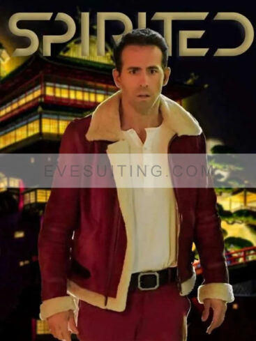 Ryan Reynolds Spirited Clint Briggs Shearling Red Santa Jacket