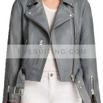Tv Series The Rookie Nyla Harper Grey Leather Jacket