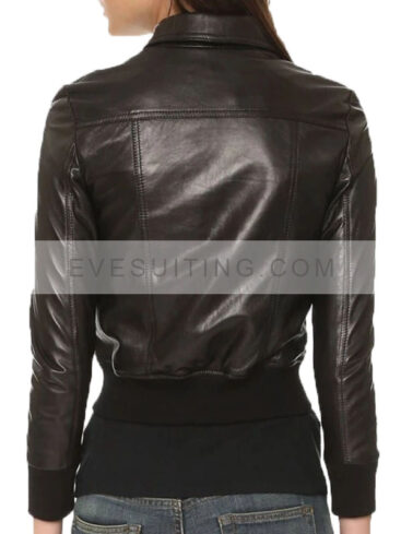 Womens Bomber Black Leather Jacket