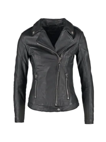 Womens Slim Fit Leather Biker Jacket