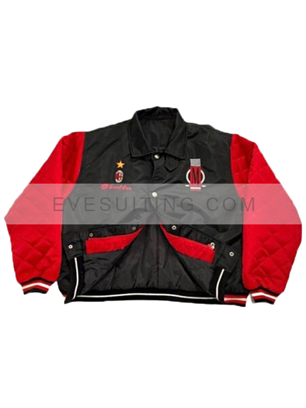 Black & Red AC Milan Lotto Varsity Bomber Jacket
