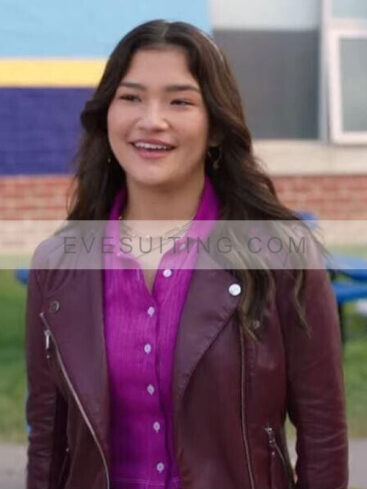 Frankie McNellis 13 The Musical 2022 Lucy Hallman Maroon Leather Jacket