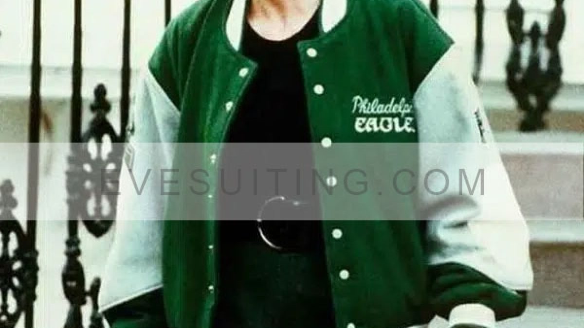 Philadelphia Eagles Green and White Letterman Jacket