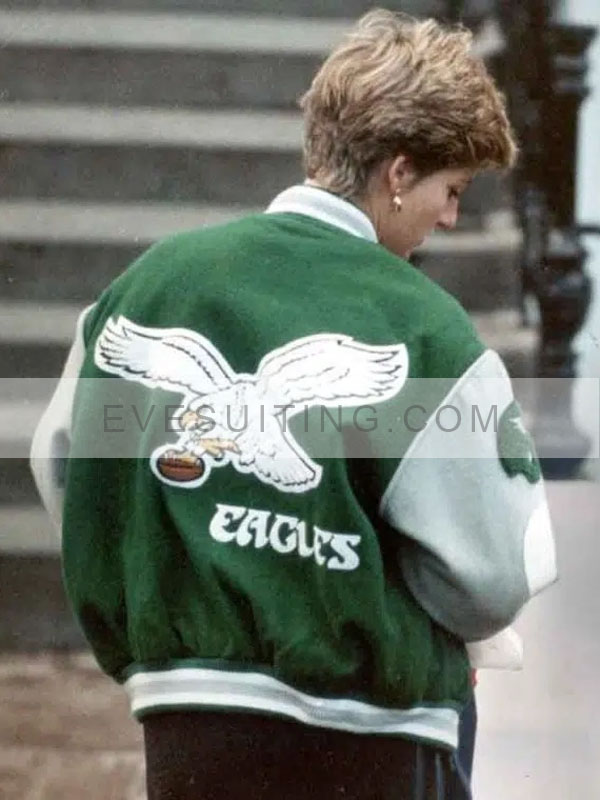 Princess Diana Philadelphia Eagles Green & White Bomber Jacket