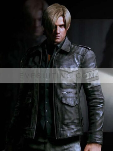 Resident Evil 6 Leon Kennedy Black Leather Jacket