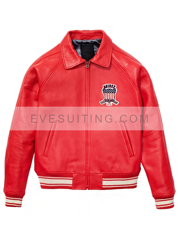 Avirex All Americans Red And Black Leather Jacket