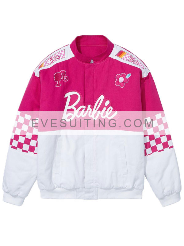 Barbie 2023 Checkered Racing Bomber Jacket
