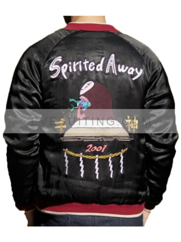 Black Spirited Away Bomber Satin Jacket