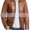 Men's Simple Brown Casual Wear Leather Jacket