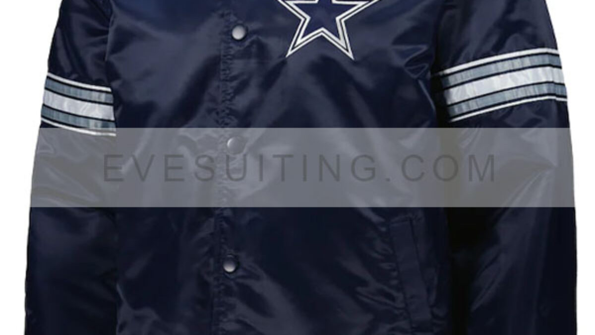 Dallas Cowboys Blue and Grey Varsity Satin Jacket