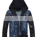 Denim Hooded Leather Jacket