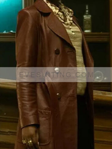 Jessica Allain The Continental 2023 Lou Leather Brown Coat