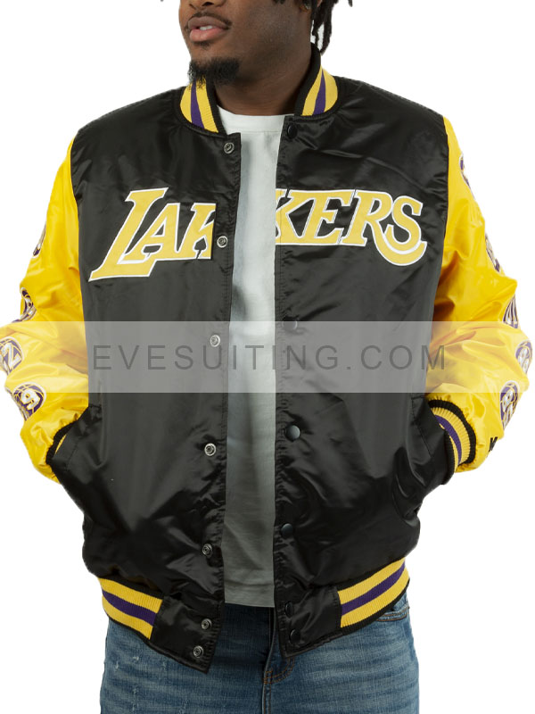 Los Angeles Lakers 17 Patches Vintage Satin Jacket