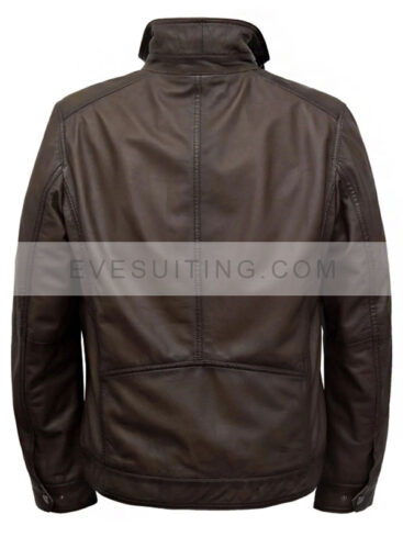 Men's Brown Leather Full Zipper Jacket