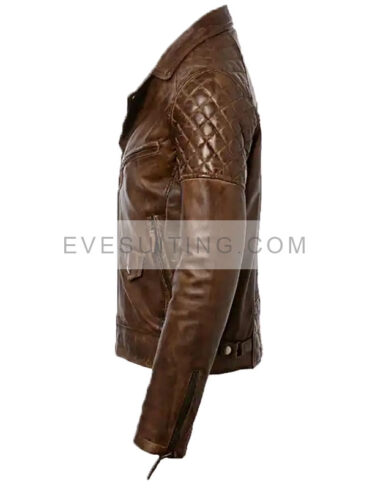 Men's Motorcycle Distressed Brown Leather Jacket
