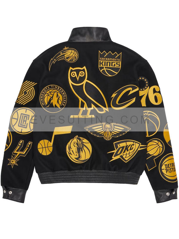 OVO NBA Jeff Hamilton Team Icons Black Wool Jacket