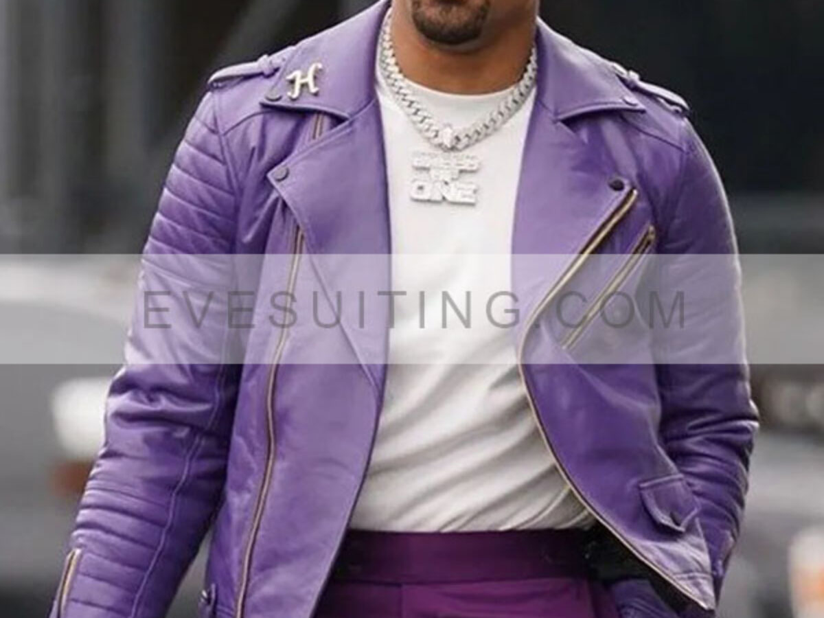 Philadelphia Eagles Jalen Hurts Purple Leather Jacket