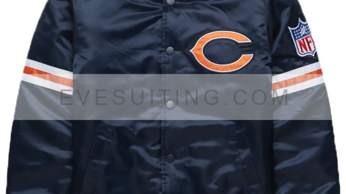 Starter Chicago Bears Blue Bomber Satin Jacket - Eve Suiting