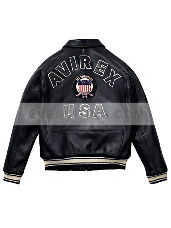Unisex Avirex All Americans Red And Black Leather Jacket