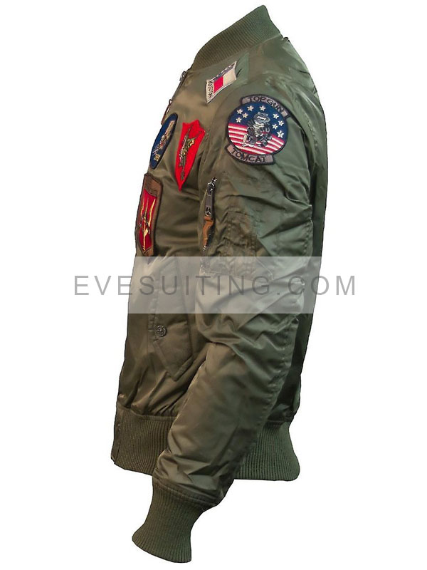 Unisex Top Gun MA-1 Bomber Olive Green Cotton Jacket
