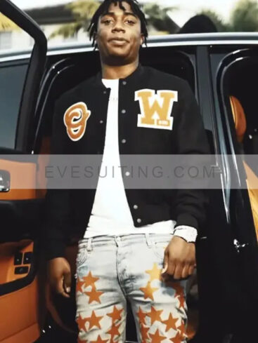 Black Rapper Fredo Bang 4’s up Varsity Jacket