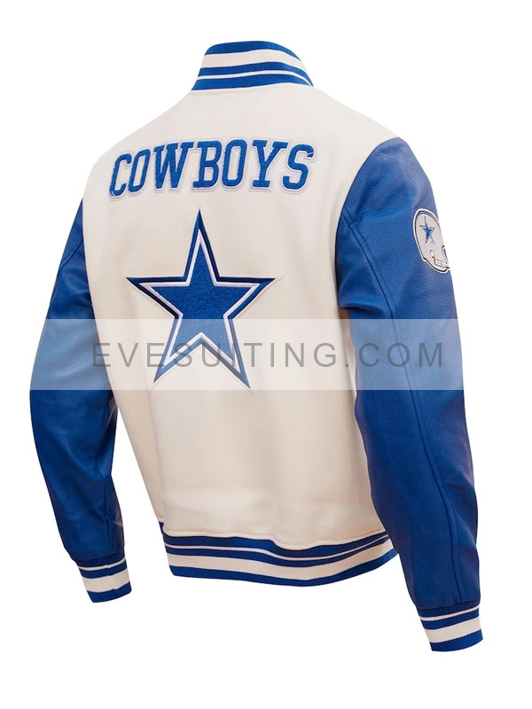 Dallas Cowboys White And Blue Varsity Jacket