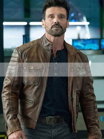 Frank Grillo Boss Level Roy Pulver Brown Quilted Leather Jacket