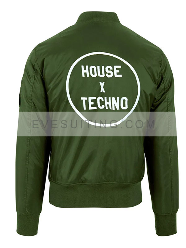 House X Techno CRSSD Green Bomber Satin Jacket 