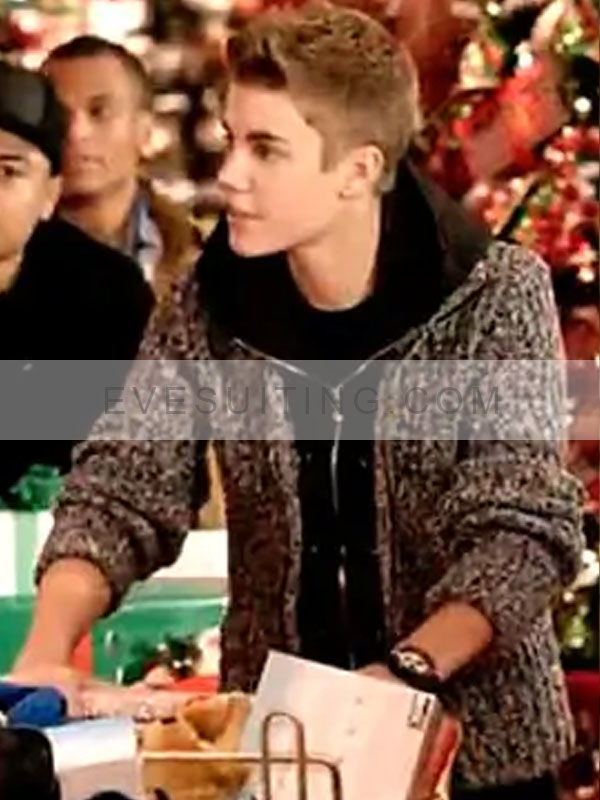 Justin Bieber All I Want For Christmas Is You Grey And Black Wool Jacket