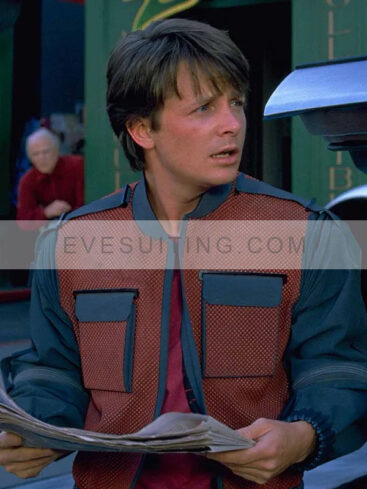 Michael J. Fox Back To The Future 2 Marty McFly Leather Red And Grey Jacket
