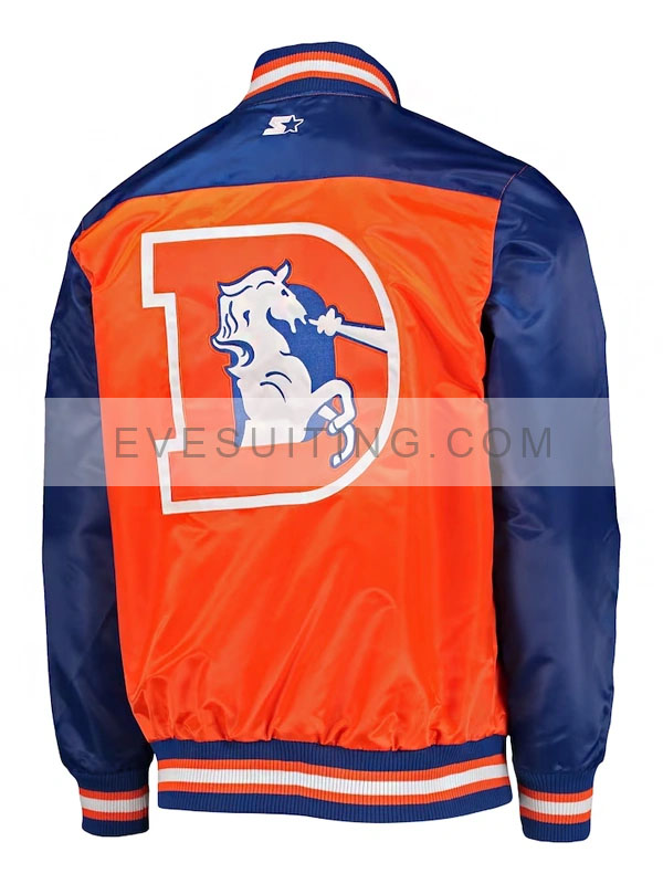 NFL Denver Broncos Varsity Bomber Orange And Blue Jacket