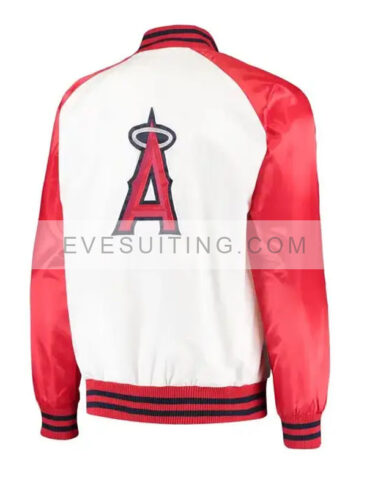 American Professional Baseball Team Los Angeles Angels Starter Letterman White And Red Jacket
