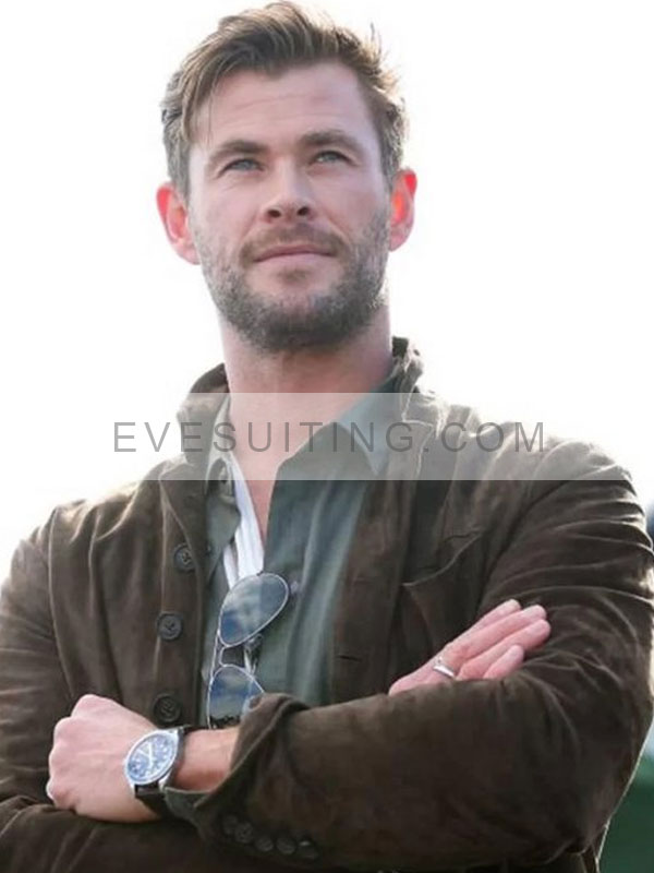 Chris Hemsworth Movie Spiderhead Suede Leather Jacket