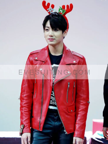 Joe Jungkook Motorcycle Red Leather Jacket