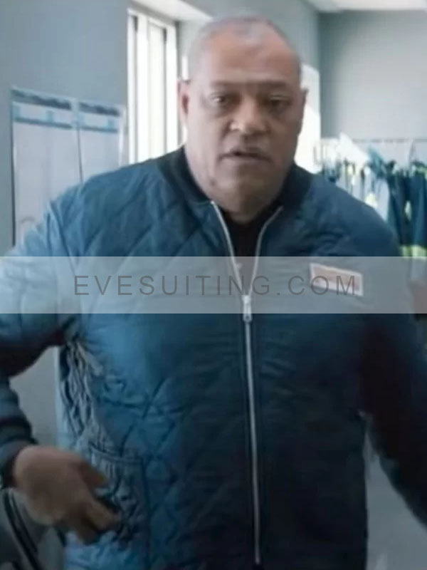 Laurence Fishburne Movie The Ice Road Jim Goldenrod Blue Quilted Jacket