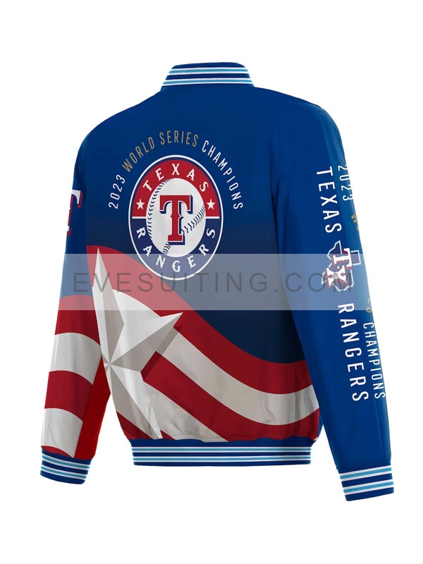 Texas Rangers Champions World Series 2023 Bomber Blue, Red And White Jacket