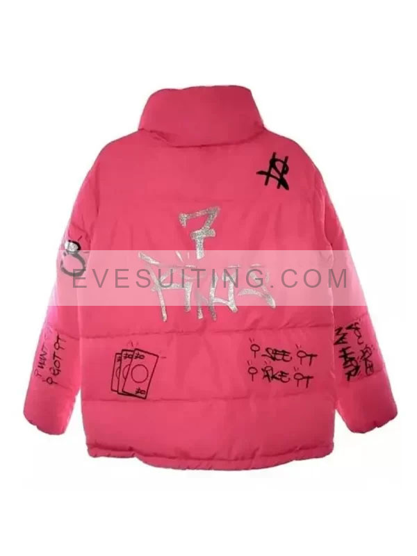 Ariana Grande 7 Rings Pink Puffer Style Unisex Jacket